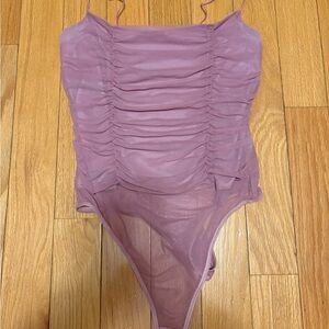 Blue Blush Mauve Ruched Bodysuit